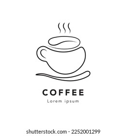 diseño gráfico de ilustración de café de línea continua vectorial, concepto de logotipo creativo minimalista, logotipo de bebida de café 