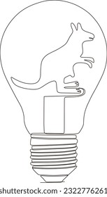 Vector continuous line drawing of animal in lamp