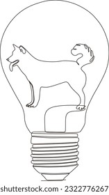 Vector continuous line drawing of animal in lamp