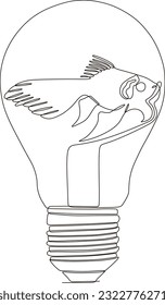 Vector continuous line drawing of animal in lamp