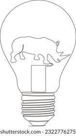 Vector continuous line drawing of animal in lamp