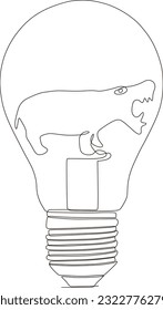 Vector continuous line drawing of animal in lamp