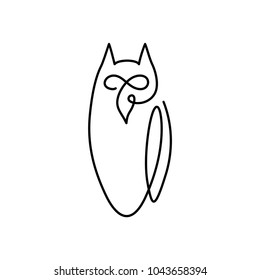 Vector continuous line drawing bird owl. Owl logo design