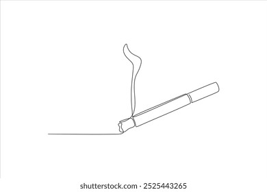 vector continuous line drawing of a cigarette on a white background	