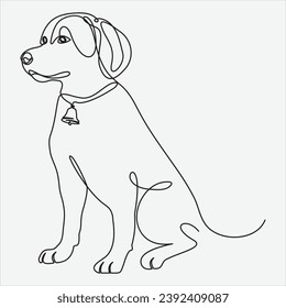 Vector Continuous line drawing of dog one line drawing art