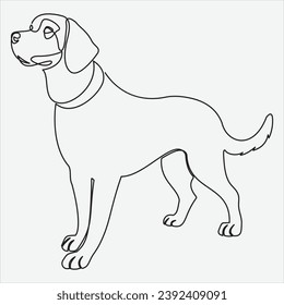 Vector Continuous line drawing of dog one line drawing art