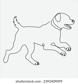 Vector Continuous line drawing of dog one line drawing art