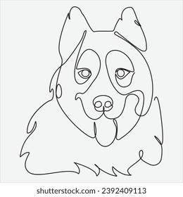 Vector Continuous line drawing of dog one line drawing art