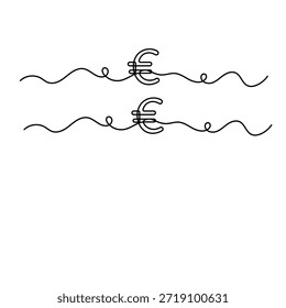 Vector continuous line drawing of euro money stack and economy concept