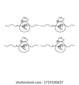 Vector continuous line drawing of euro money stack and economy concept