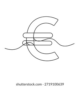 Vector continuous line drawing of euro money stack and economy concept