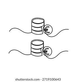 Vector continuous line drawing of euro money stack and economy concept