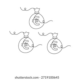 Vector continuous line drawing of euro money stack and economy concept