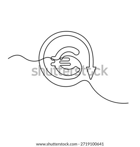 Vector continuous line drawing of euro money stack and economy concept