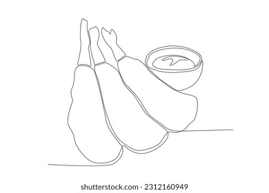 Vector continuous line drawing of hand nugget vector illustration junk food single line hand drawn minimalism style