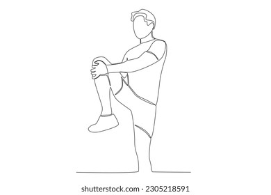 Vector continuous line drawing of a man doing running sport vector illustration premium vector