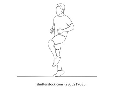 Vector continuous line drawing of a man doing running sport vector illustration premium vector