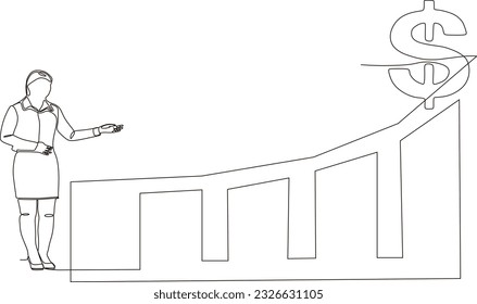 Vector continuous line drawing of man thinking and business parts
