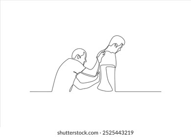 desenho em linha contínua vetorial de uma pessoa massageada	