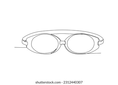 Vector continuous line drawing of swimming goggles vector illustration