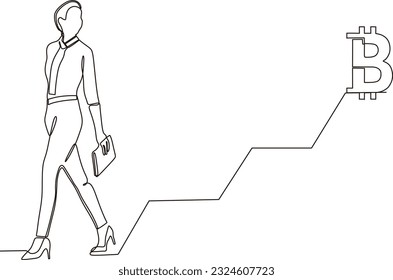 Vector continuous line drawing thinking man and business chart