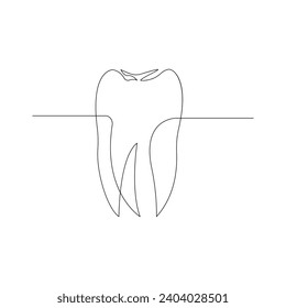 Vector Continuous line drawing of tooth isolated on white background illustration concept of dental care.Best use for logo vector minimalist