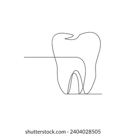 Vector Continuous line drawing of tooth isolated on white background illustration concept of dental care.Best use for logo vector minimalist