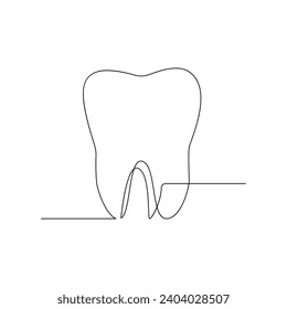 Vector Continuous line drawing of tooth isolated on white background illustration concept of dental care.Best use for logo vector minimalist