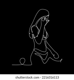 vector continuous line exercising woman