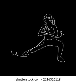vector continuous line exercising woman