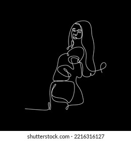 vector continuous line exercising woman