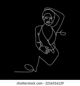 vector continuous line exercising woman