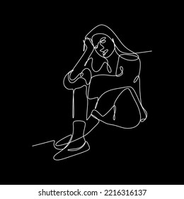 vector continuous line exercising woman