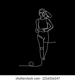 vector continuous line exercising woman
