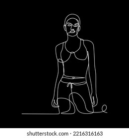 vector continuous line exercising woman