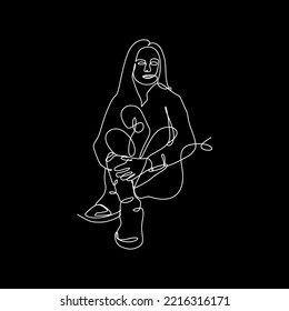 vector continuous line exercising woman