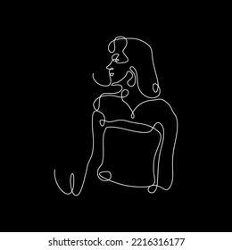 vector continuous line exercising woman