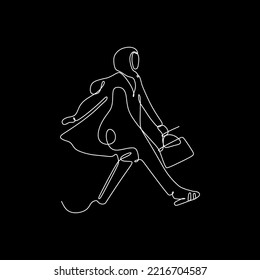 vector continuous line hijab girl posing