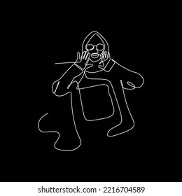 posición de hijab de línea continua vectorial