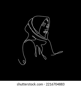 posición de hijab de línea continua vectorial