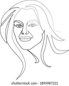 Ilustración de línea continua vectorial de una mujer. 