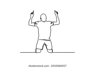 vector continuous line logo celebrating victory