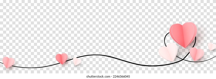 Vector continuous line in the shape of a heart png. Multicolored paper hearts png. Paper confetti png. Hearts for Valentine's Day, March 8, Mother's Day.