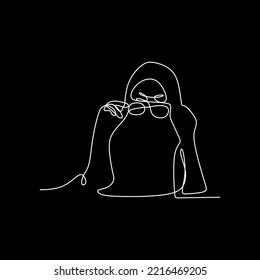 la mujer de línea continua vectorial en el hiyab está en estilo