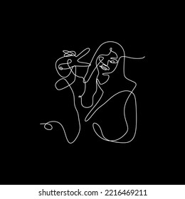 vector continuous line woman in hijab is in style