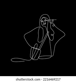 la mujer de línea continua vectorial en el hiyab está en estilo