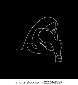 vector continuous line woman in hijab is in style