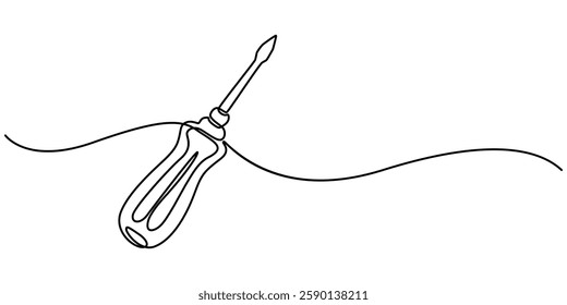 Vector continuous one editable line drawing of screwdriver. Single line screwdriver icon, Single line of screwdriver vector illustration, minimalist style concept pro white background. outline design.