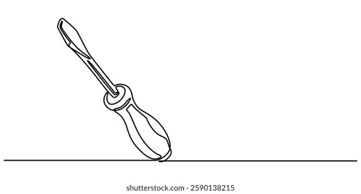 Vector continuous one editable line drawing of screwdriver. Single line screwdriver icon, Single line of screwdriver vector illustration, minimalist style concept pro white background. outline design.