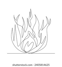 Vector continuous one line art of bonfires hand draw on white background illustration and minimal bonfire with firewood